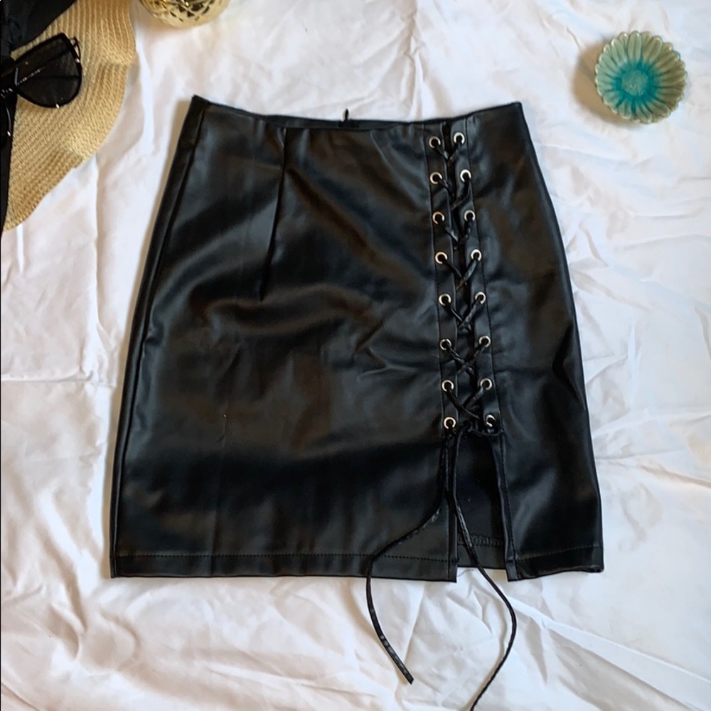 Faux leather skirt